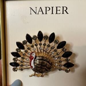 Napier Vintage Turkey Brooch — Rhinestone & Enamel Design (in Box)